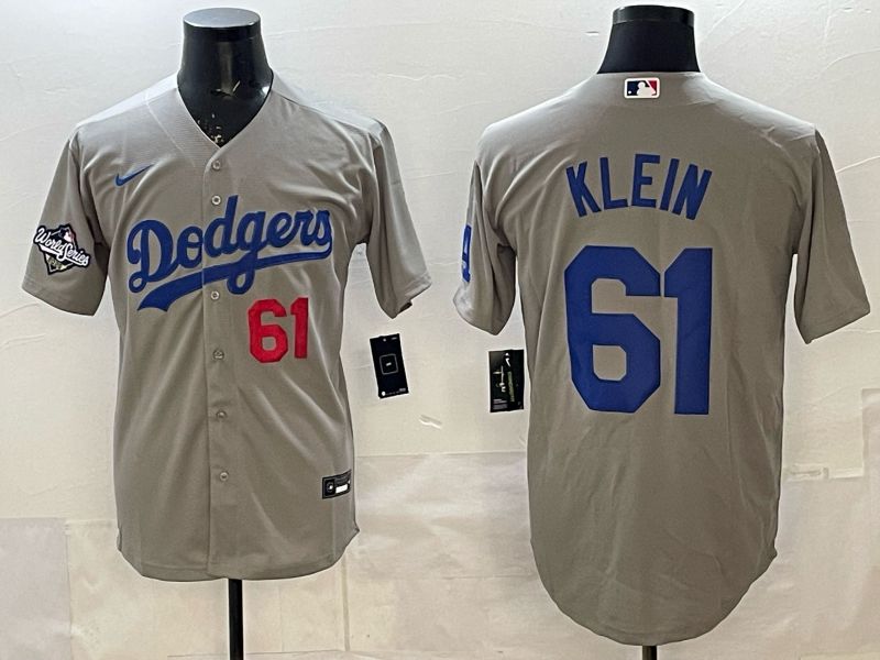 Men 2025 Nike Los Angeles Dodgers #61 Klein Grey Game MLB Jersey 07->toronto blue jays->MLB Jersey